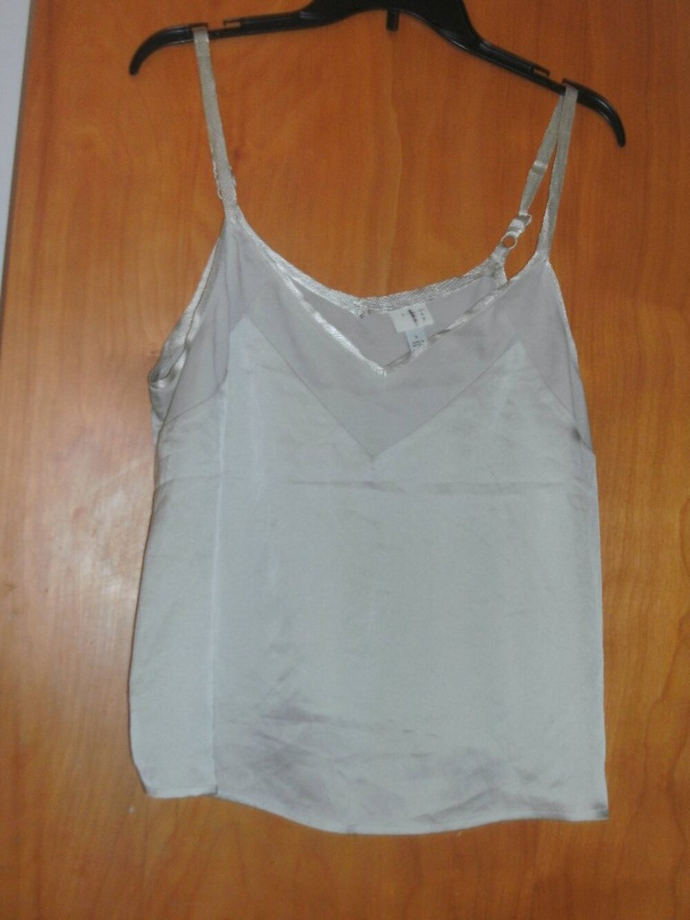 A New Day Ivory Cream Beige Silky Cami Camisole Top Adjustable Straps size L
